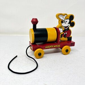 Vintage Ltd Fossil 1997 Mickey Mouse Wooden Pull Toy Train [No Watch] Disney